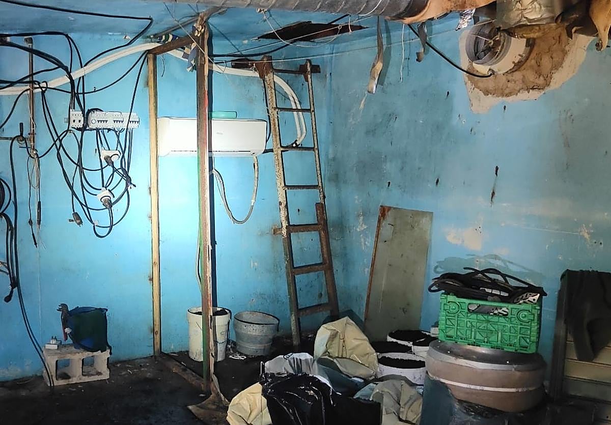 Uno de los zulos en los que se encontró la marihuana en Alomartes.