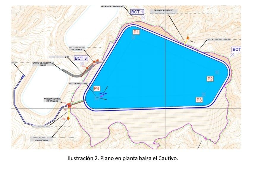 Plano de la balsa que se ubicará en el Cautivo.