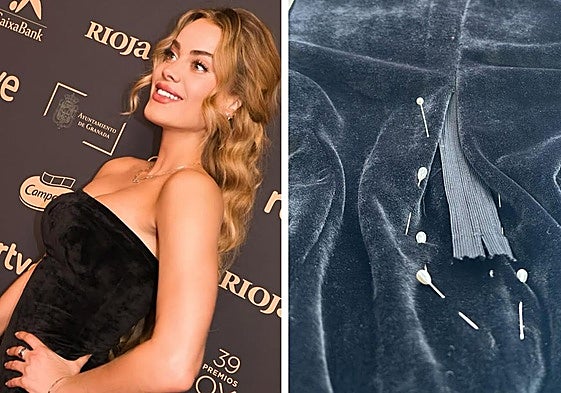 Candela Márquez posando en la alfombra roja de los Goya.