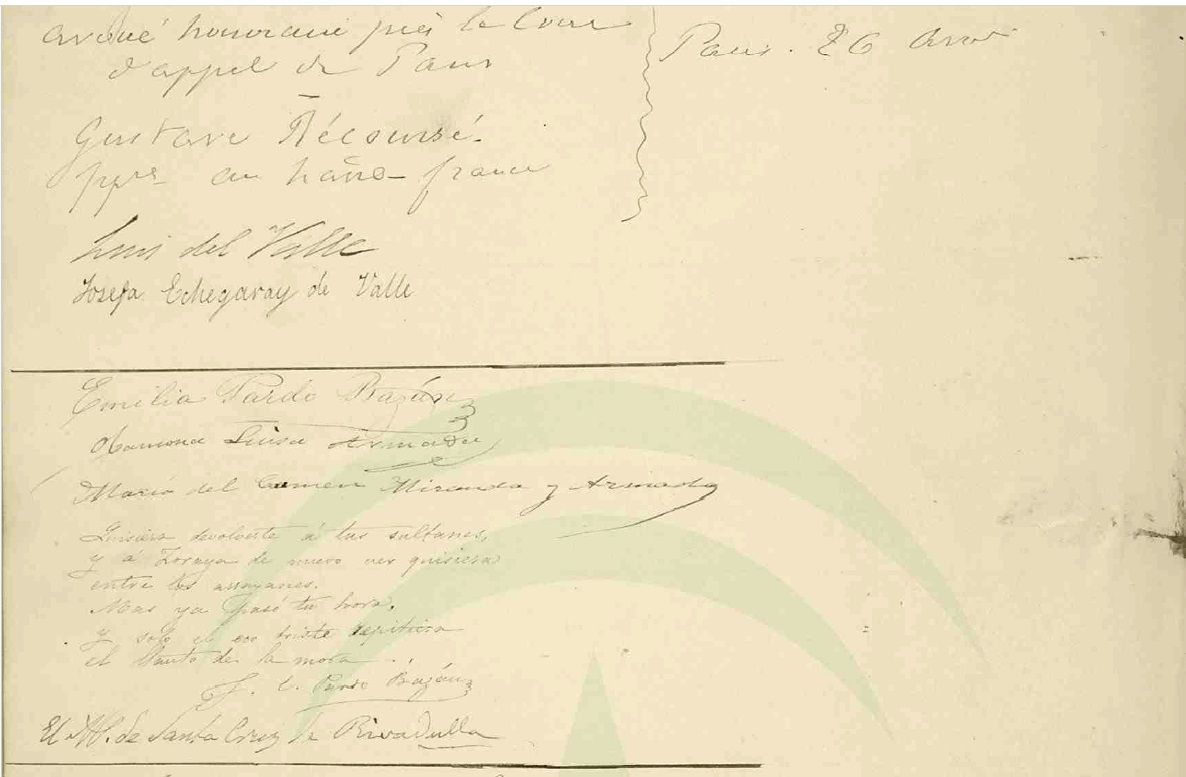 Firma de Emilia Pardo Bazán en el libro de visitas de la Alhambra.