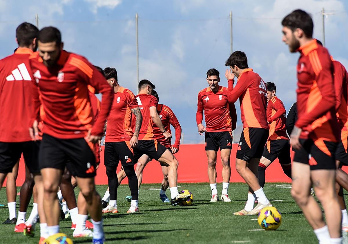 Un momento del entrenamiento de este sábado.