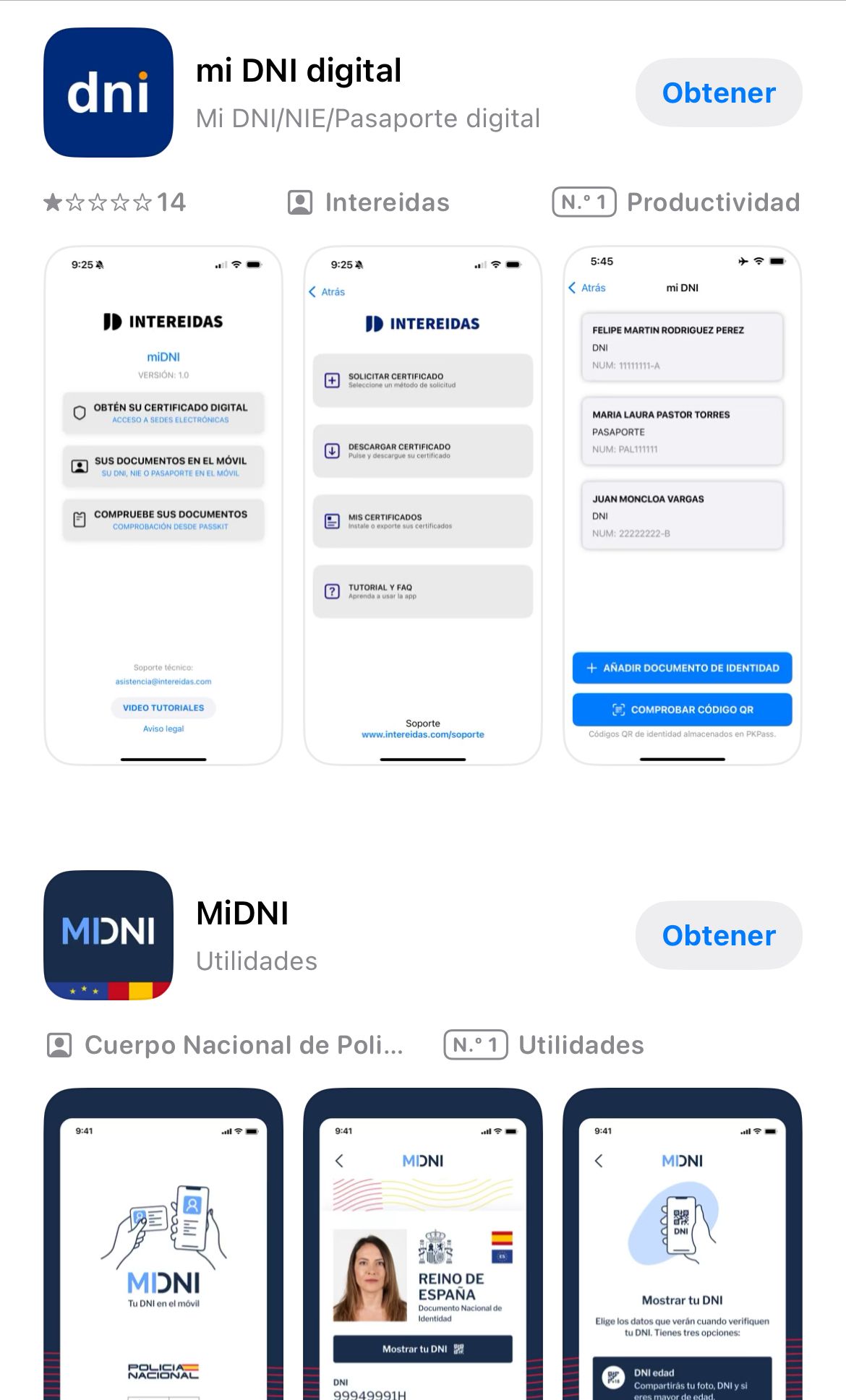 Aplicación de pago y gratuita del DNI digital.