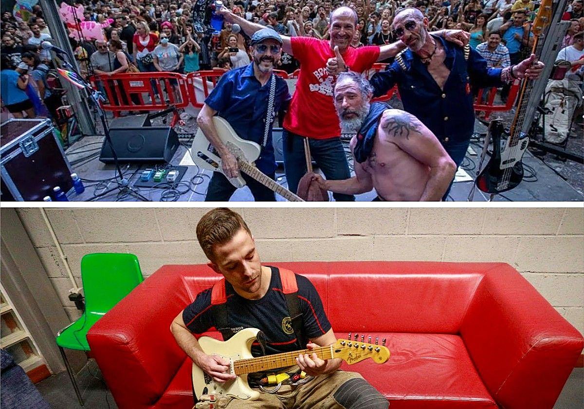 Arriba, grupo de Los Bomberos; abajo, Mateo Ortega.