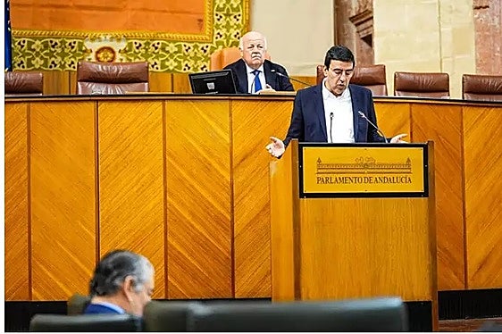 El diputado del PSOE-A Mario Jiménez interviene en el Pleno del Parlamento andaluz.
