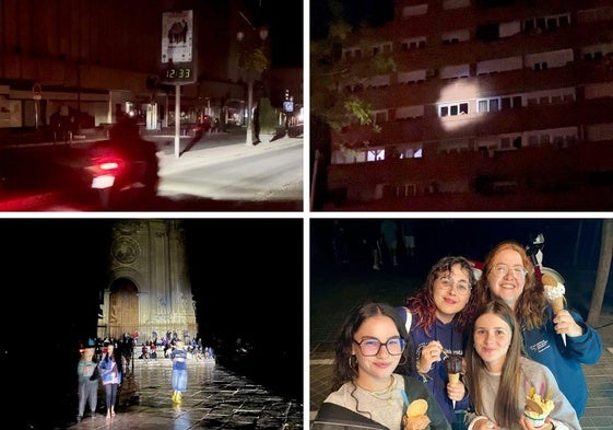 Momentos de la noche del apagón en Granada.