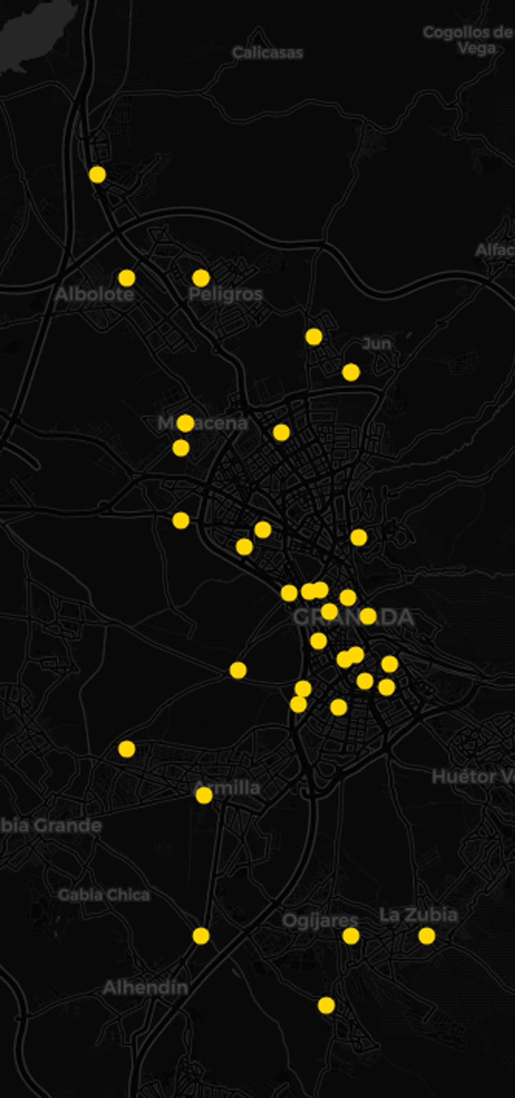 Así volvió la luz a Granada y su Área Metropolitana durante la noche