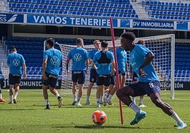 Entrenamiento previo al partido contra el Racing de Ferrol este domingo.