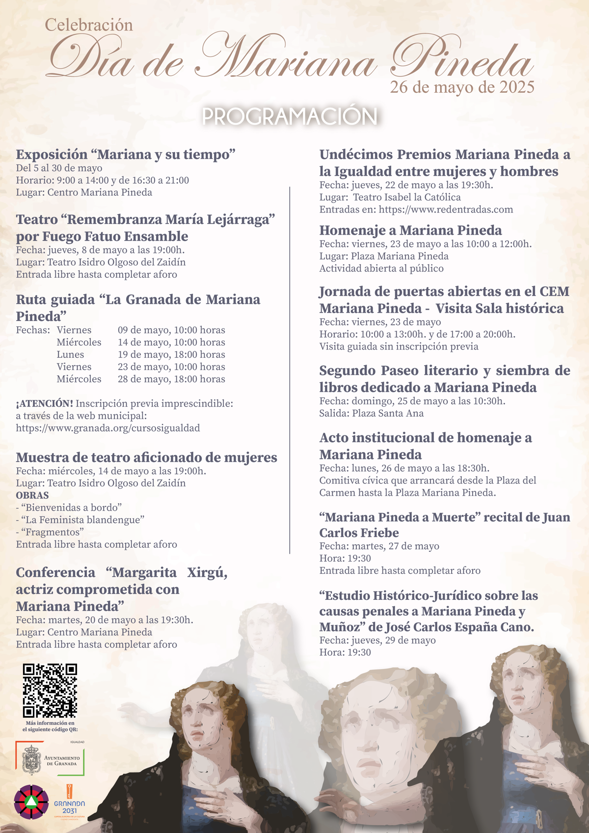 Granada conmemora el 194 aniversario de la ejecución de mariana pineda con un amplio programa cultural y educativo | ideal