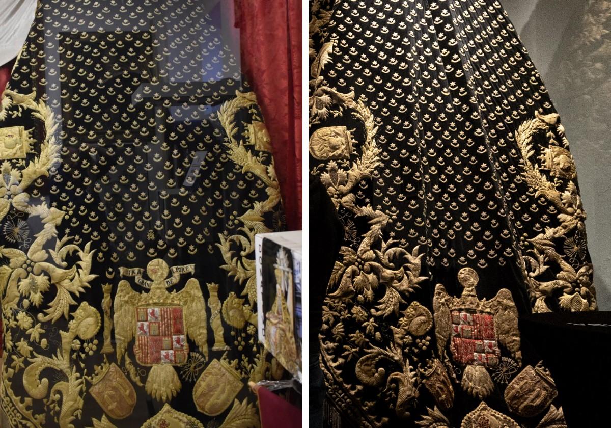 Polémica por la retirada y posterior reposición de varios símbolos en un manto de la virgen de las angustias donado en 1940 | ideal