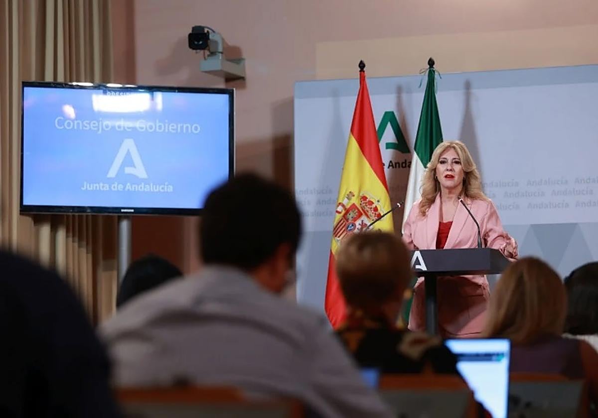 Carolina España, en su comparecencia tras el Consejo de Gobierno de la Junta.