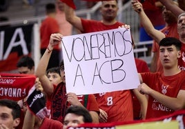 Mensaje en el último partido del Covirán en la Liga Endesa frente al Morabanc Andorra.