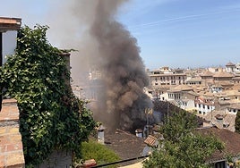 Incendio de la calle Sanya Ana visto desde el Mirador de la Churra