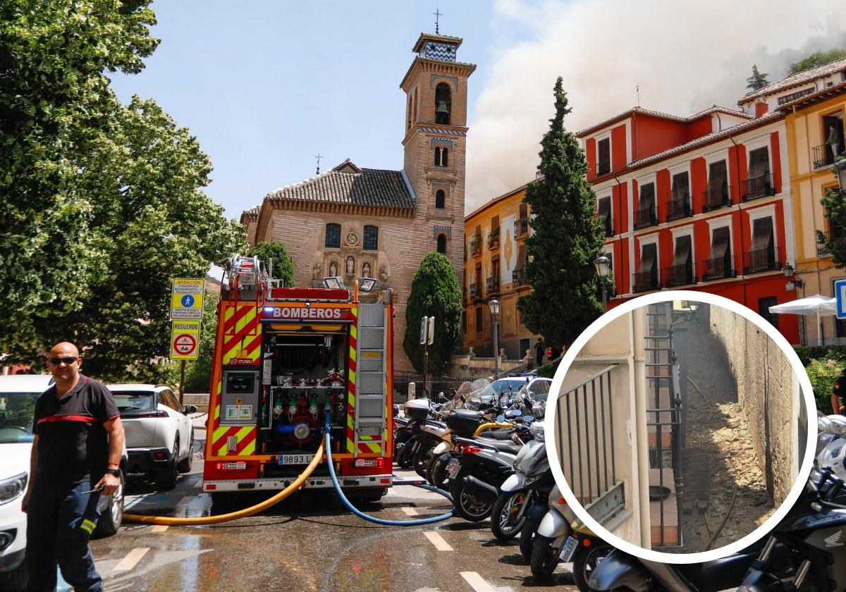 La casa okupa incendiada junto a la iglesia de Santa Ana está en riesgo de derrumbe
