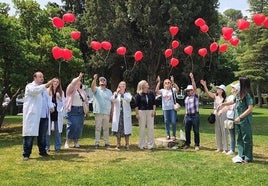Lanzamiento de globos en recuerdo a los donantes en Jaén.
