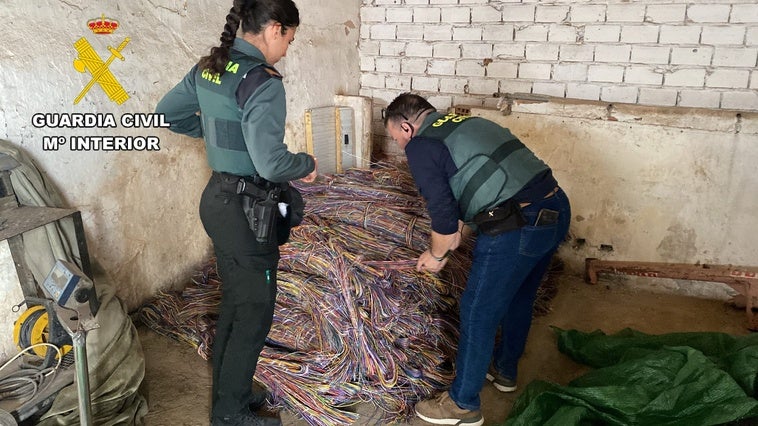 Localización del cableado de cobre en la finca de Ébeda.