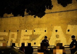 Gran pintada de 10 metros en la fachada del parque municipal del Agua.