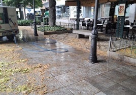Labores de limpieza de Inagra este miércoles tras la madrugada de viento.