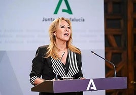 La consejera de Economía, Hacienda y Fondos Europeos y portavoz del Gobierno, Carolina España, comparece en la rueda de prensa posterior al Consejo de Gobierno.