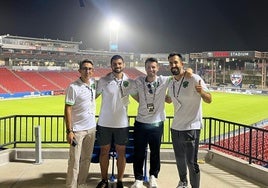 Fran Sánchez, con los otros tres 'ex' del Granada en el Juárez.
