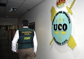 Escudo de la Unidad Central Operativa de la Guardia Civil, en la sede de la UCO.