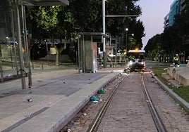 Labores de limpieza en el entorno del parque de la Concordia.
