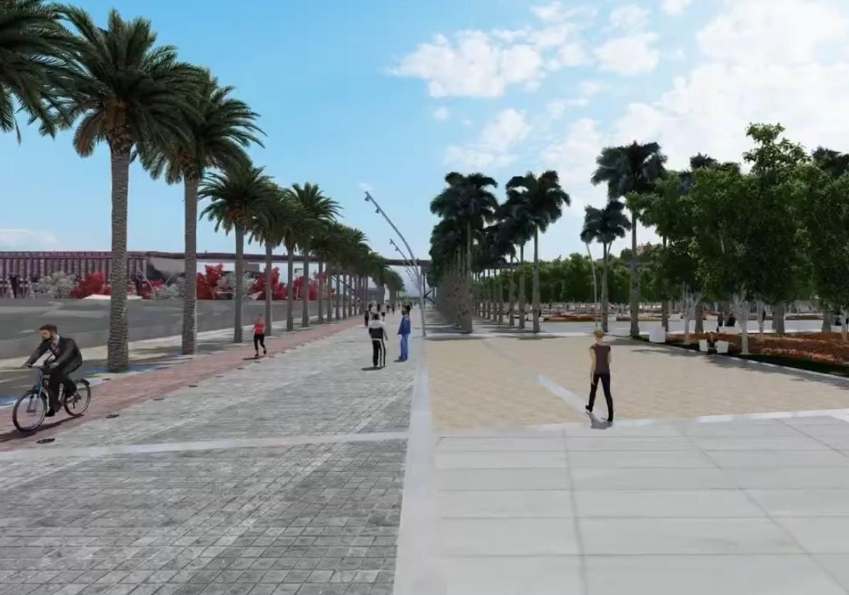 Imagen principal - Así quedará Almería unida al puerto: conciertos, deporte, chiringuitos, miradores y zonas de paseo