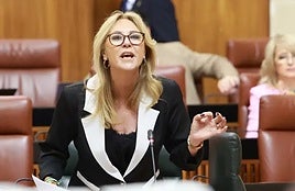 La consejera de Economía y portavoz del Gobierno andaluz, Carolina España, este jueves en el Pleno del Parlamento.