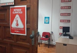 Refugio climático que se ofrece en la sede de Comisiones Obreras, en la calle Castilla.