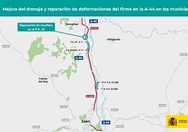 Mapa con la descripción de la actuación en la A-44.