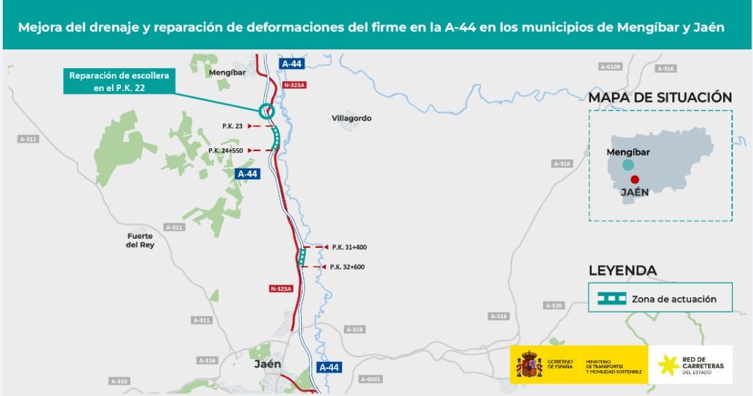 Adjudicadas las obras para reparar el firme de la A-44 entre...