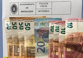 Billetes encontrados dentro de la cartera entregada a la Policía Local de Maracena.