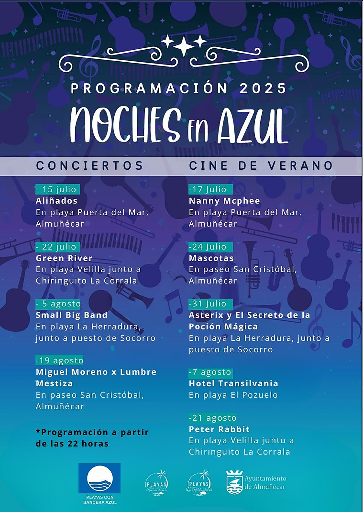 El programa 'Noches de Azul' llena las playas de Almuñécar de ritmo y cine