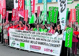 Protesta de enfermeros ayer.