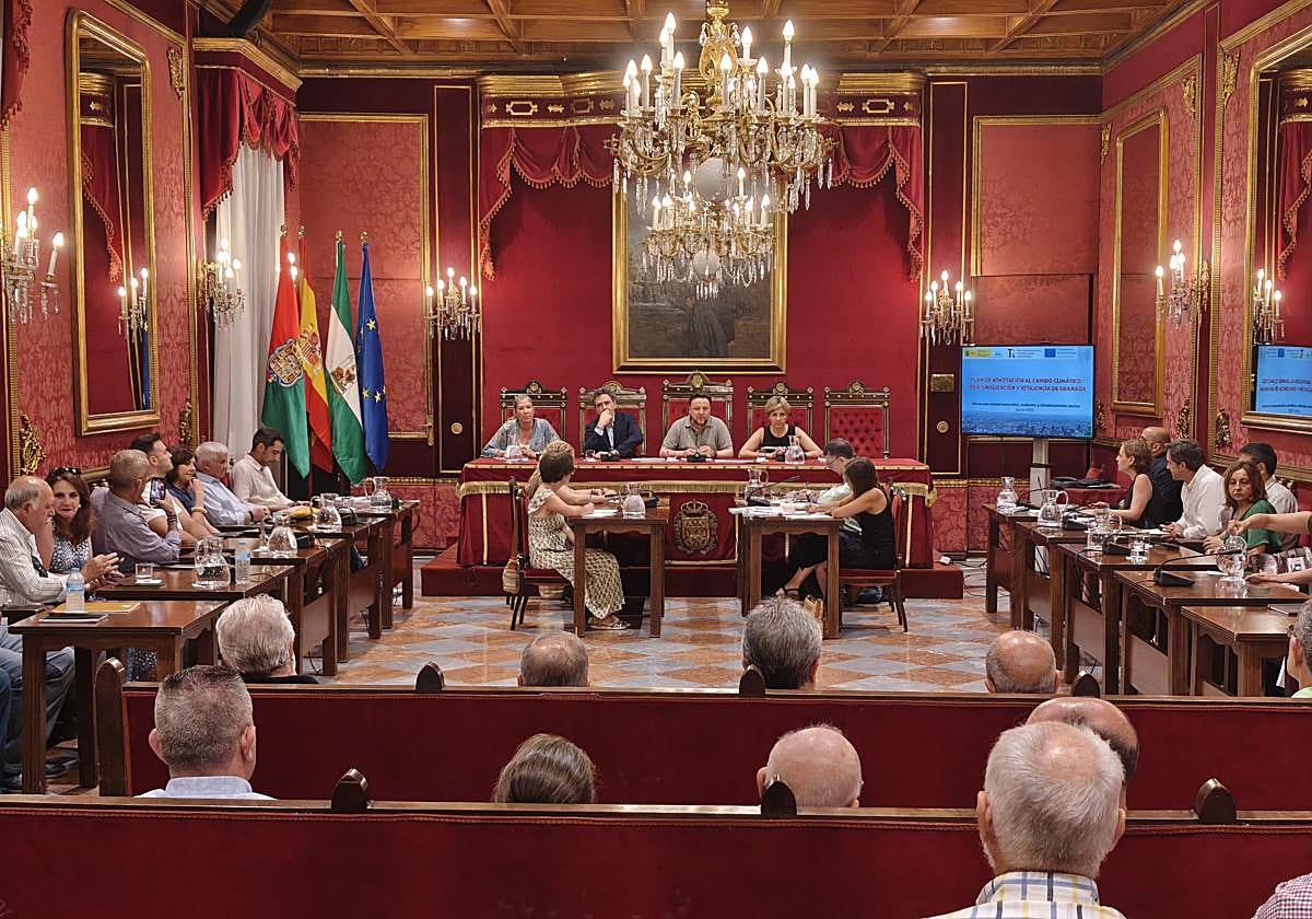 Presentación del plan en el salón de plenos del Ayuntamiento de Granada.