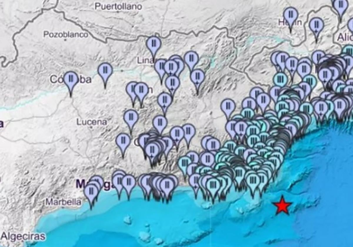 Mapa de municipios en los que se ha sentido el seísmo.