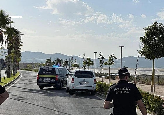 La Policía Local en la avenida Costa Tropical, lugar donde se produjo el atropello..