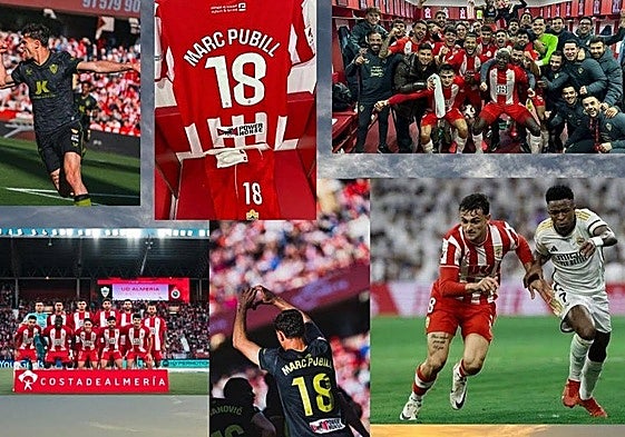 Collage de imágenes de Pubill con el Almería