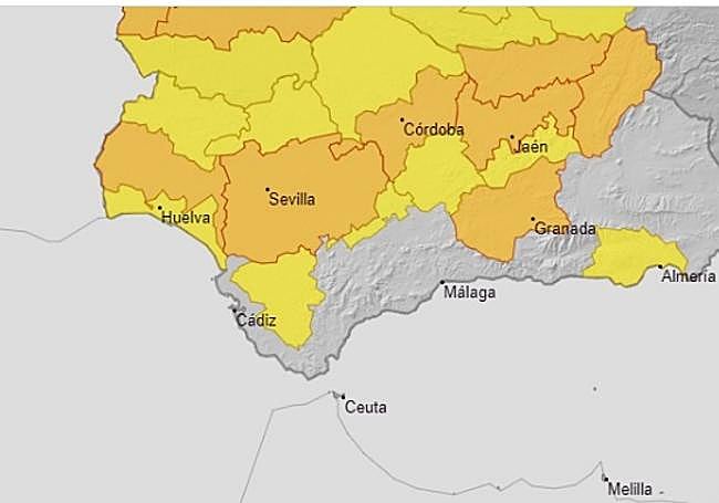 Avisos de la AEMET para Andalucía.
