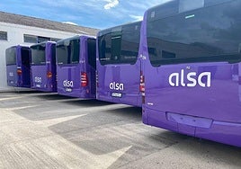 Algunos de los autobuses que se incorporaron a la flota con la llegada de Alsa.
