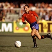 El granadino Rafa Paz, en uno de lospartidos del Mundial de Italia 90. .