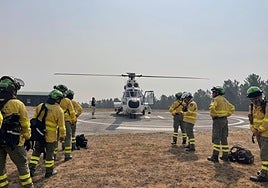 Grupo de bomberos forestales del Infoca de Granada que han viajado a Galicia.