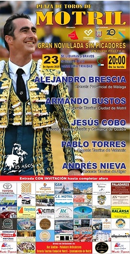 Cogollos de Guadix y Motril acogen este sábado un festival y una novillada en clase práctica