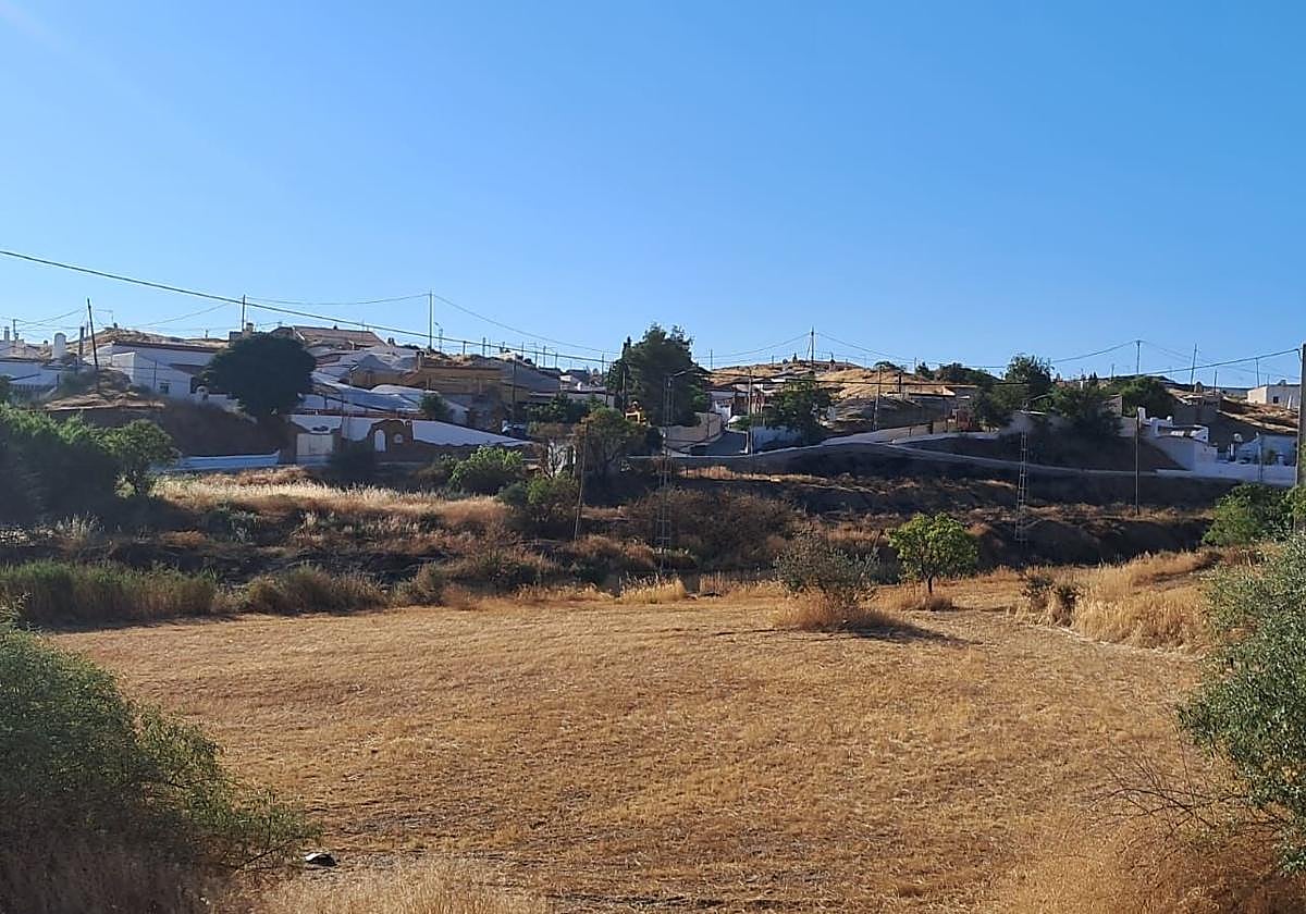 Terreno quemado en el barrio de las Cuevas de Guadix.