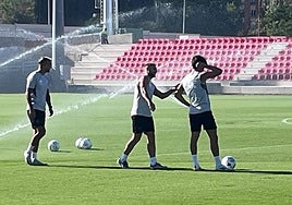 Stoichkov, Weissman y Alemañ, en el entreno.