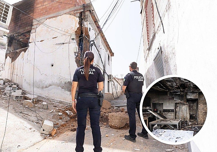 Vivienda quemada en Pinos Puente en la madrugada de este miércoles.