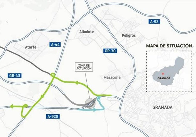 Las obras de la autovía entre Atarfe y Granada provocarán esta semana cortes en la A-92G