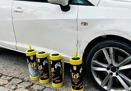 Los cuatro tubos de gas de la risa intervenidos en la capital en marzo.