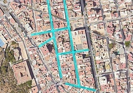 Calles entre la Puerta de Purchena y Pablo Iglesias en las que se van a realizar las obras de mejora.
