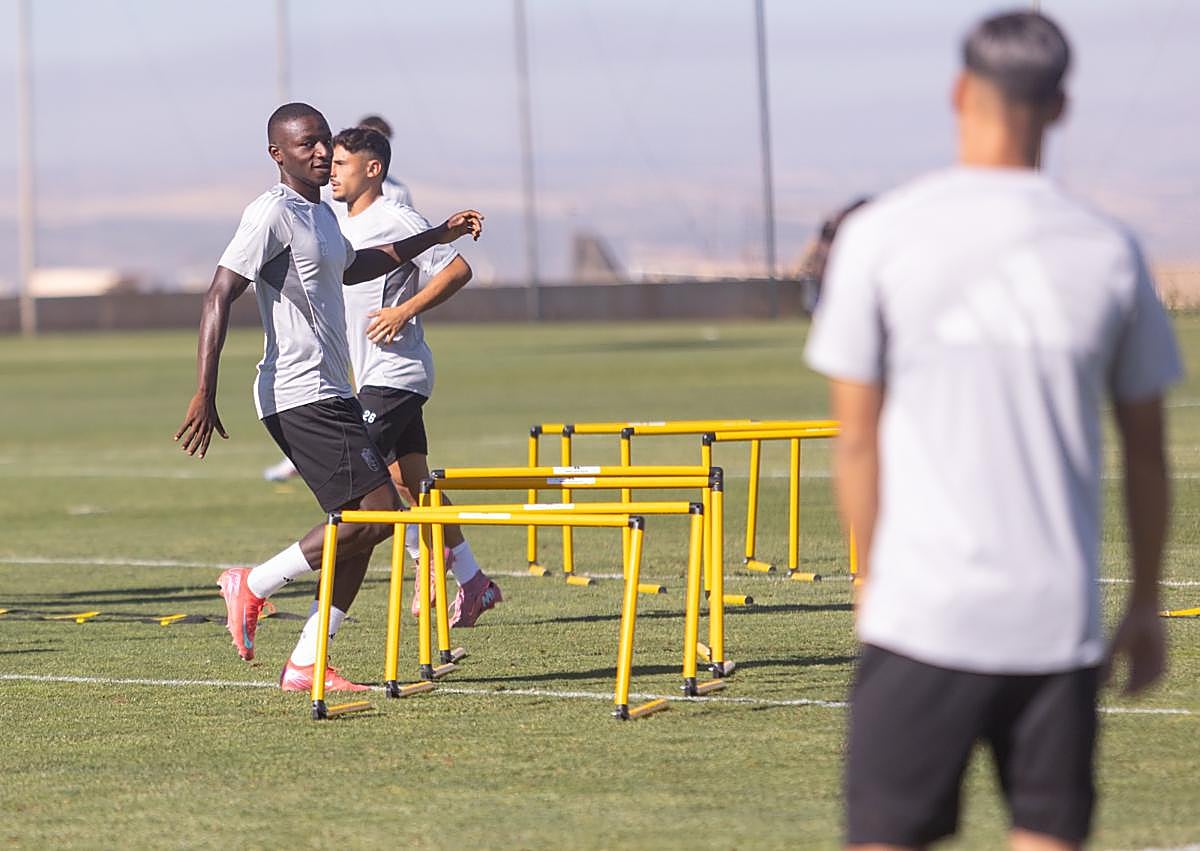 Imagen secundaria 1 - Arriba, Bouldini. A la izquierda, Diallo. A la derecha, Samu Cortés. 