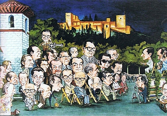 Caricatura de Rafael Vega del Cincuentenario del Cante Jondo en San Nicolás.